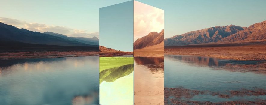 Cube-reflecting-four-different-views-of-a-landscape