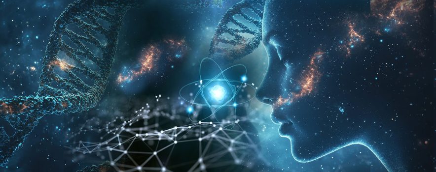 Woman-in-spiritual-contemplation-in-sea-of-DNA-strands-and-atomic-structure